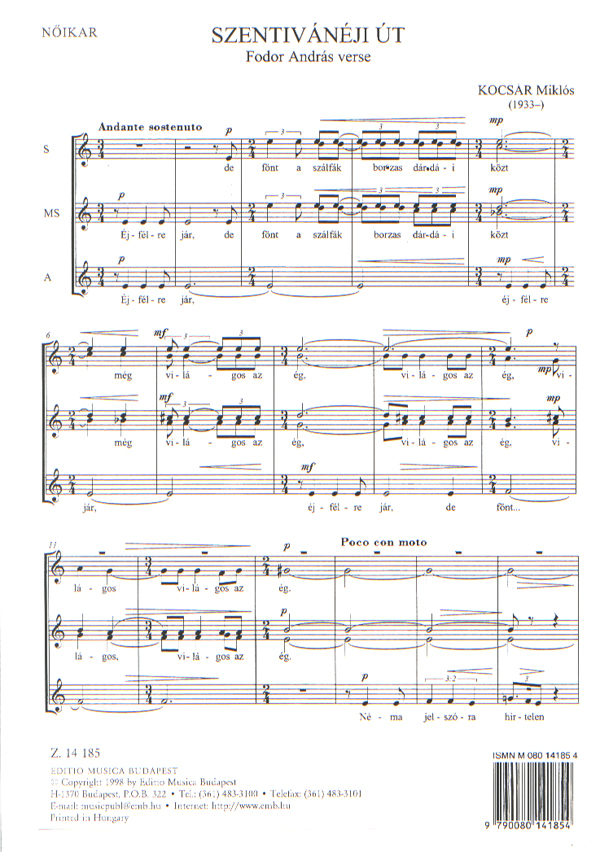 Kocsár Miklós Szentivánéji út&nbsp;&nbsp;&nbsp;&nbsp;Upper Voices