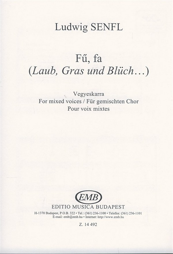 Fö, fa (Laub, Gras und Blüch)  for mixed voices  Mixed Voices