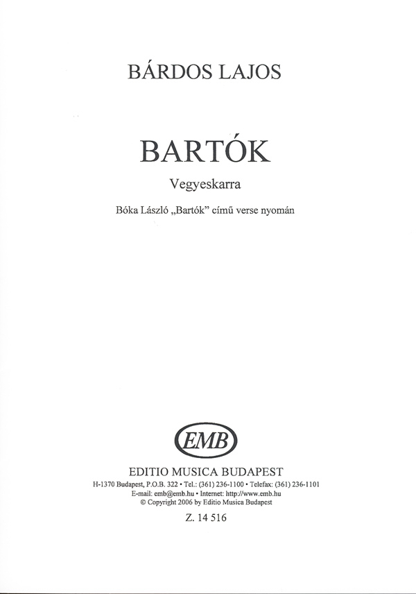 Bárdos Lajos Bartók&nbsp;&nbsp;&nbsp;&nbsp;Mixed Voices