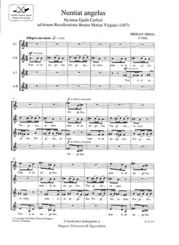 Nuntiat angelus für Frauenchor&nbsp;&nbsp;Partitur&nbsp;&nbsp;