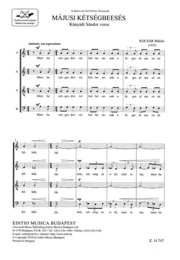 Kocsár Miklós Májusi kétségbeesés&nbsp;&nbsp;&nbsp;&nbsp;Mixed Voices