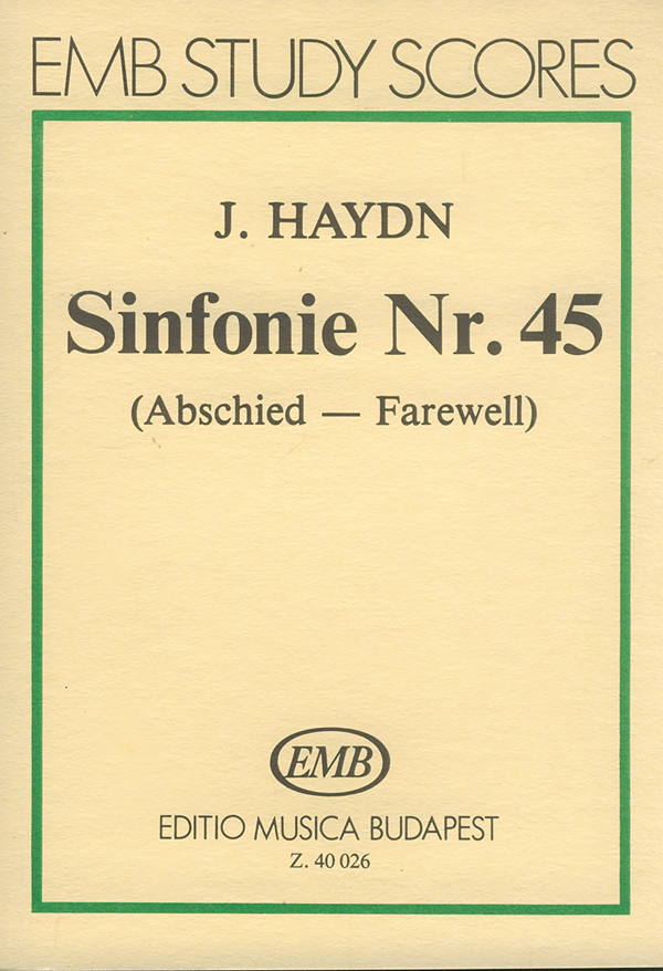 Symphony in f-Sharp Minor no.45 Hob.I:45&nbsp;&nbsp;for orchestra&nbsp;&nbsp;study score