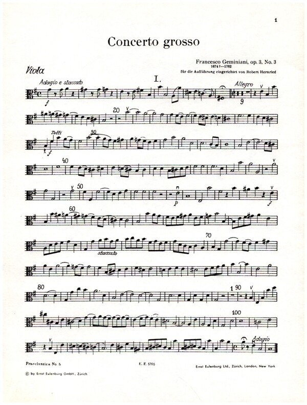 Concerto grosso e-Moll op.3,3  für Streichquartett und Streichorchester  Viola solo/rip.