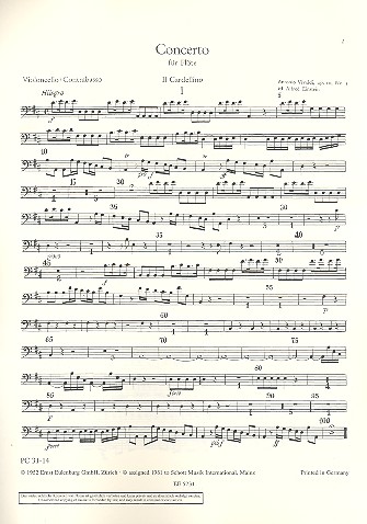 Konzert D-Dur op.10,3 RV428 (PV155)&nbsp;&nbsp;für Flöte und Orchester&nbsp;&nbsp;Violoncello/Kontrabass