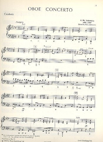 Konzert f-Moll&nbsp;&nbsp;für Oboe, Streicher und Bc&nbsp;&nbsp;Cembalo