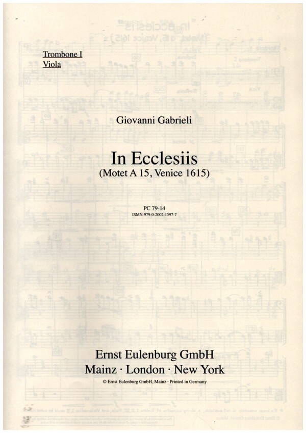 In ecclesiis  für gem Chor (SATB), Soli (SATB, auch chorisch), 6 Instrumente und Bc  Posaune I / Viola