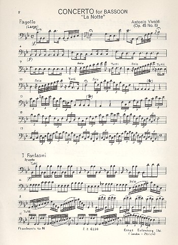 Konzert B-Dur op.45,8 RV501&nbsp;&nbsp;für Fagott, Streicher und Bc&nbsp;&nbsp;Fagott