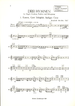3 Hymnen für Orgel, Glocken,  Pauken und Schlagzeug  Triangel / Kleine Trommel (2 Spieler)