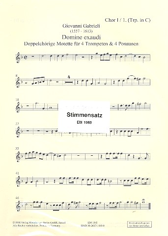 Domine exaudi für 4 Trompeten  und 4 Posaunen  Stimmenset