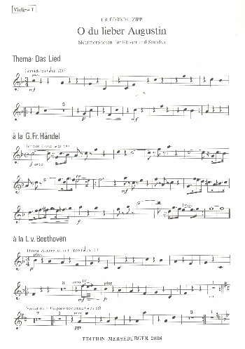 O du lieber Augustin&nbsp;&nbsp;für Klavier und Streichquartett (Streichorchester) (Kontrabass ad lib)&nbsp;&nbsp;Violine 1