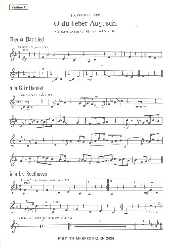 O du lieber Augustin&nbsp;&nbsp;für Klavier und Streichquartett (Streichorchester) (Kontrabass ad lib)&nbsp;&nbsp;Violine 2