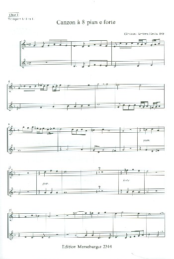 Canzon pian e forte&nbsp;&nbsp;für 4 Trompeten und 4 Posaunen (Orgel ad lib)&nbsp;&nbsp;Spielpartitur Trompeten Chor 1