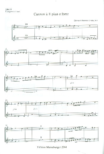 Canzon pian e forte&nbsp;&nbsp;für 4 Trompeten und 4 Posaunen (Orgel ad lib)&nbsp;&nbsp;Spielpartitur Trompeten Chor 2