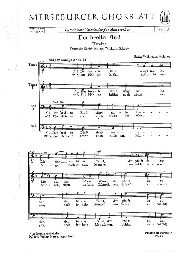 Der breite Fluss (Ukraine)&nbsp;&nbsp;4st Männerchor&nbsp;&nbsp;
