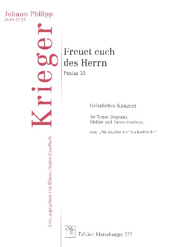 Freuet euch des Herrn für  Tenor (Sopran), 2 Violinen und Bc  Partitur und Stimmen