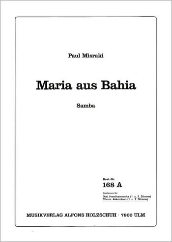 Maria aus Bahia&nbsp;&nbsp;für Akkordeon (mit 2. Stimme)&nbsp;&nbsp;