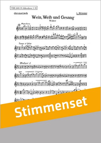Strauss, Johann (Sohn)&nbsp;&nbsp;Wein Weib Und Gesang&nbsp;&nbsp;Akkordeonorchester Stimmenset