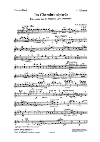 Heuberger, Richard&nbsp;&nbsp;Im Chambre Separee&nbsp;&nbsp;Akkordeonorchester Stimmenset