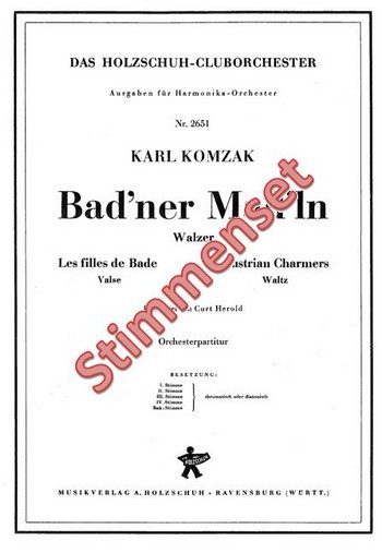 Komzak, Karl&nbsp;&nbsp;Bad'ner Mad'ln&nbsp;&nbsp;Akkordeonorchester Stimmenset