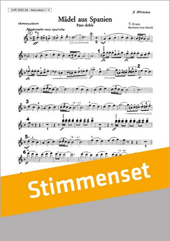 Evans, T.  Mädel aus Spanien  Akkordeonorchester Stimmenset
