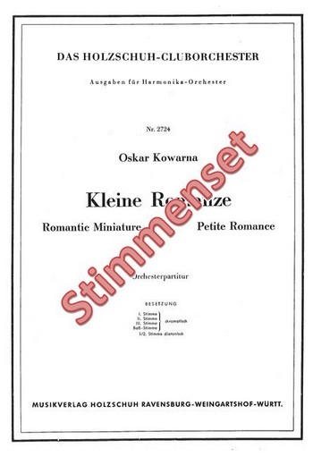 Kowarna, Oskar&nbsp;&nbsp;Kleine Romanze&nbsp;&nbsp;Akkordeonorchester Stimmenset
