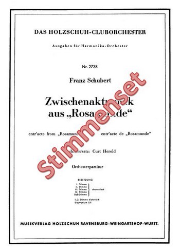 Schubert, Franz&nbsp;&nbsp;Zwischenaktmusik aus Rosamunde&nbsp;&nbsp;Akkordeonorchester Stimmenset