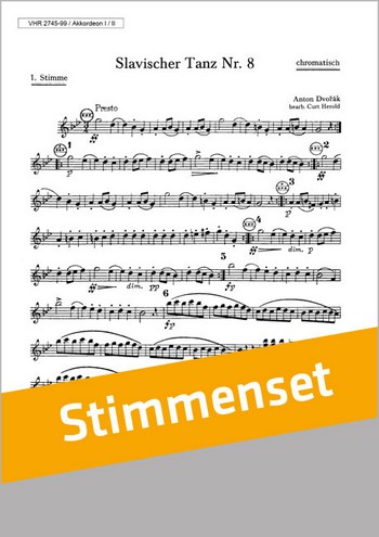 Dvorák, Antonin  Slavischer Tanz Nr. 8  Akkordeonorchester Stimmenset