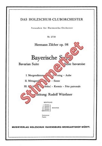 Zilcher, Hermann&nbsp;&nbsp;Bayerische Suite&nbsp;&nbsp;Akkordeonorchester Stimmenset
