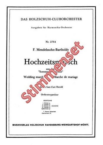 Mendelssohn Bartholdy, Felix&nbsp;&nbsp;Hochzeitsmarsch&nbsp;&nbsp;Akkordeonorchester Stimmenset