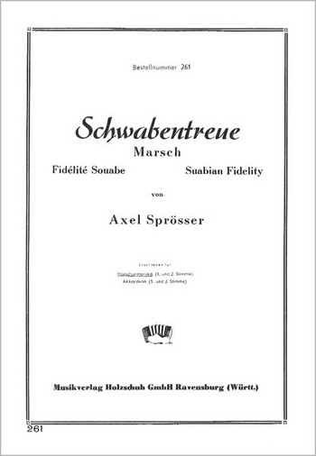 Sproesser, A.&nbsp;&nbsp;Schwabentreue&nbsp;&nbsp;Diatonische Handharmonika