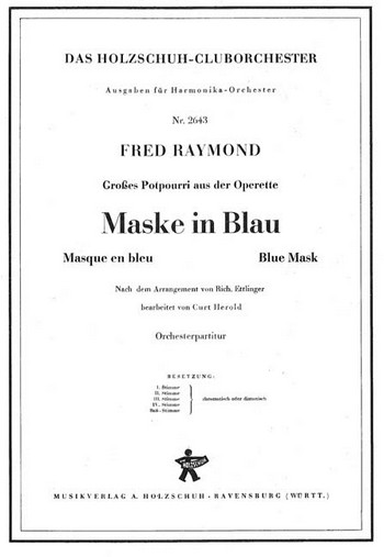Maske in blau (Potpourri)  für Akkordeonorchester  Partitur