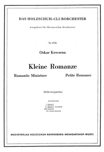 Kowarna, Oskar&nbsp;&nbsp;Kleine Romanze&nbsp;&nbsp;Akkordeonorchester Partitur