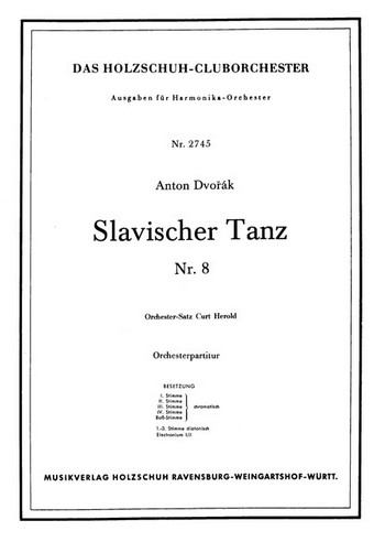 Dvorák, Antonin  Slavischer Tanz Nr. 8  Akkordeonorchester Partitur