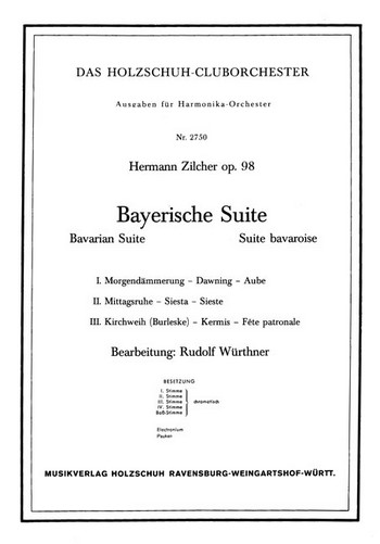 Zilcher, Hermann&nbsp;&nbsp;Bayerische Suite&nbsp;&nbsp;Akkordeonorchester Partitur