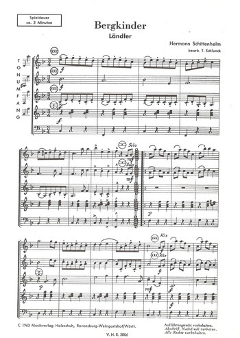Schittenhelm, Hermann&nbsp;&nbsp;Bergkinder&nbsp;&nbsp;Akkordeonorchester Partitur