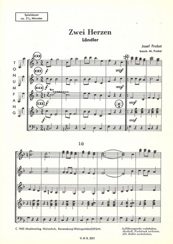 Probst, Josef&nbsp;&nbsp;Zwei Herzen&nbsp;&nbsp;Akkordeonorchester Partitur