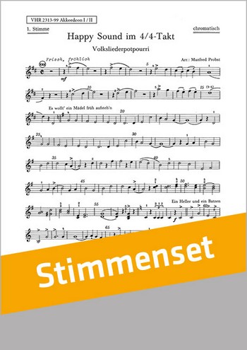 Probst, Manfred&nbsp;&nbsp;Happy Sound im 4/4 Takt&nbsp;&nbsp;Akkordeonorchester Stimmenset