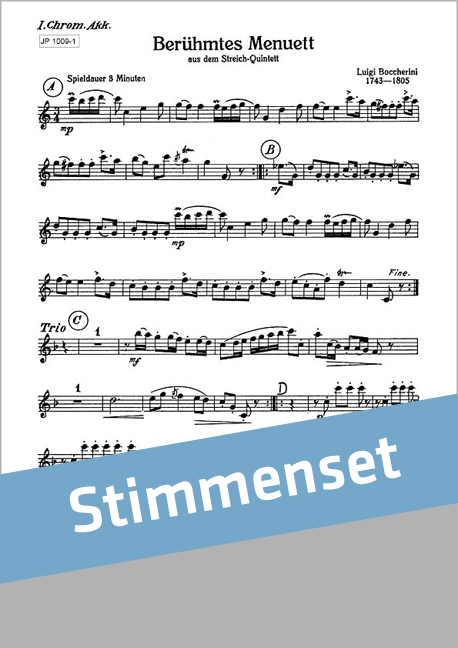 Boccherini, Luigi  Berühmtes Menuett  Akkordeonorchester Stimmenset