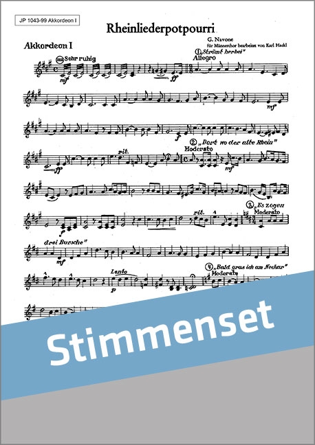 Navone, G.&nbsp;&nbsp;Rheinlieder&nbsp;&nbsp;Akkordeonorchester Stimmenset