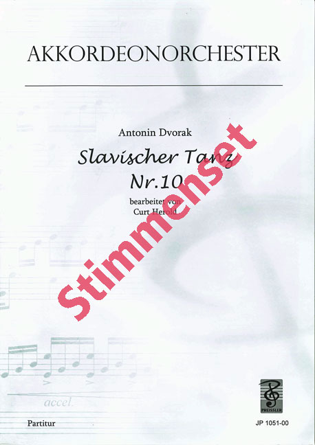 Dvorák, Antonin  Slavischer Tanz Nr.10  Akkordeonorchester Stimmenset
