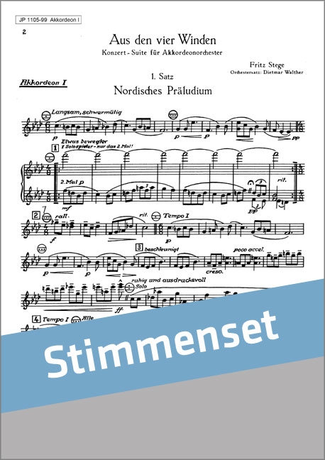 Stege, F.&nbsp;&nbsp;Aus den vier Winden&nbsp;&nbsp;Akkordeonorchester Stimmenset