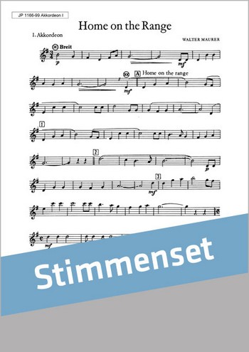 Maurer, Walter&nbsp;&nbsp;Home on the Range&nbsp;&nbsp;Akkordeonorchester Stimmenset