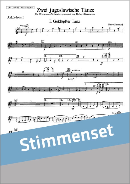 Bausewein, Herbert  Zwei jugoslawische Tänze  Akkordeonorchester Stimmenset