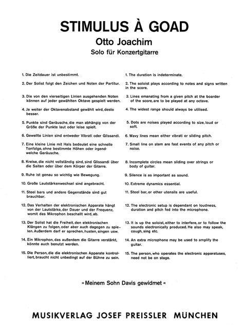 Otto Joachim Stimulus à Goad&nbsp;&nbsp;Gitarre&nbsp;&nbsp;Spielpartitur