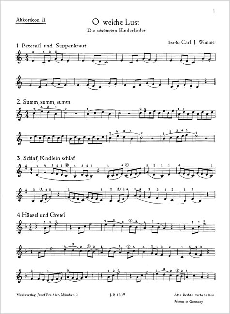 Carl J. Wimmer O welche Lust  Akkordeon-Orchester  Akkordeon 2