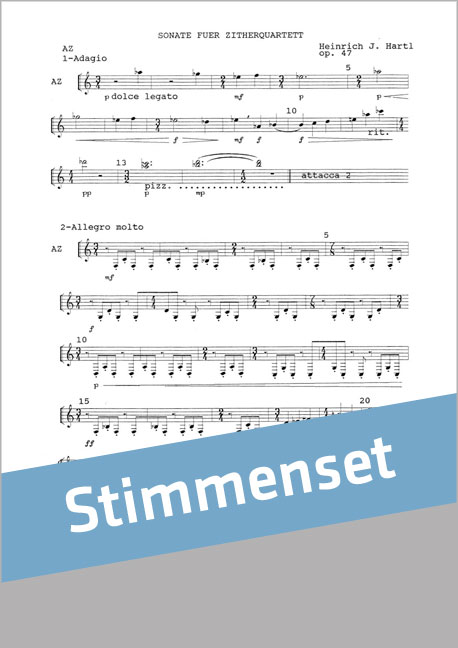 Heinrich J. Hartl Sonate op. 47&nbsp;&nbsp;Zitherquartett&nbsp;&nbsp;Stimme(n)