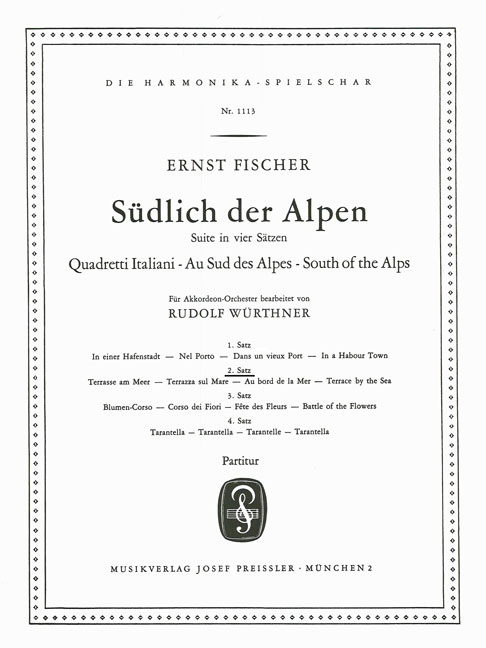 Ernst Fischer Südlich der Alpen 2.Satz  Akkordeon-Orchester  Partitur