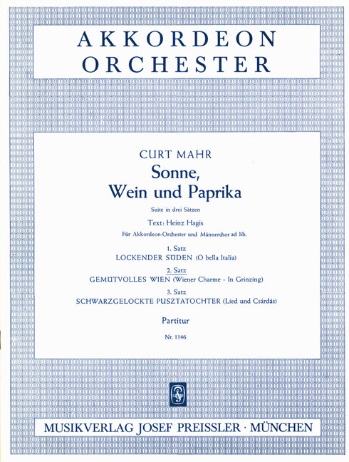 Curt Mahr Sonne, Wein und Paprika 2. Satz  Akkordeon-Orchester  Partitur