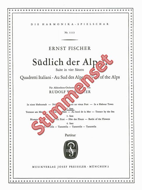 Fischer, Ernst&nbsp;&nbsp;Südlich der Alpen 2.Satz&nbsp;&nbsp;Akkordeonorchester Stimmenset