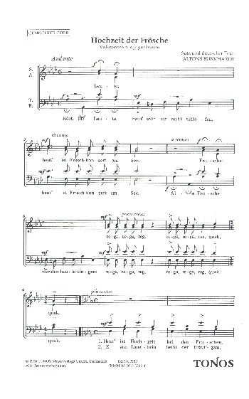 Hochzeit der Frösche&nbsp;&nbsp;für gem Chor a cappella&nbsp;&nbsp;Partitur